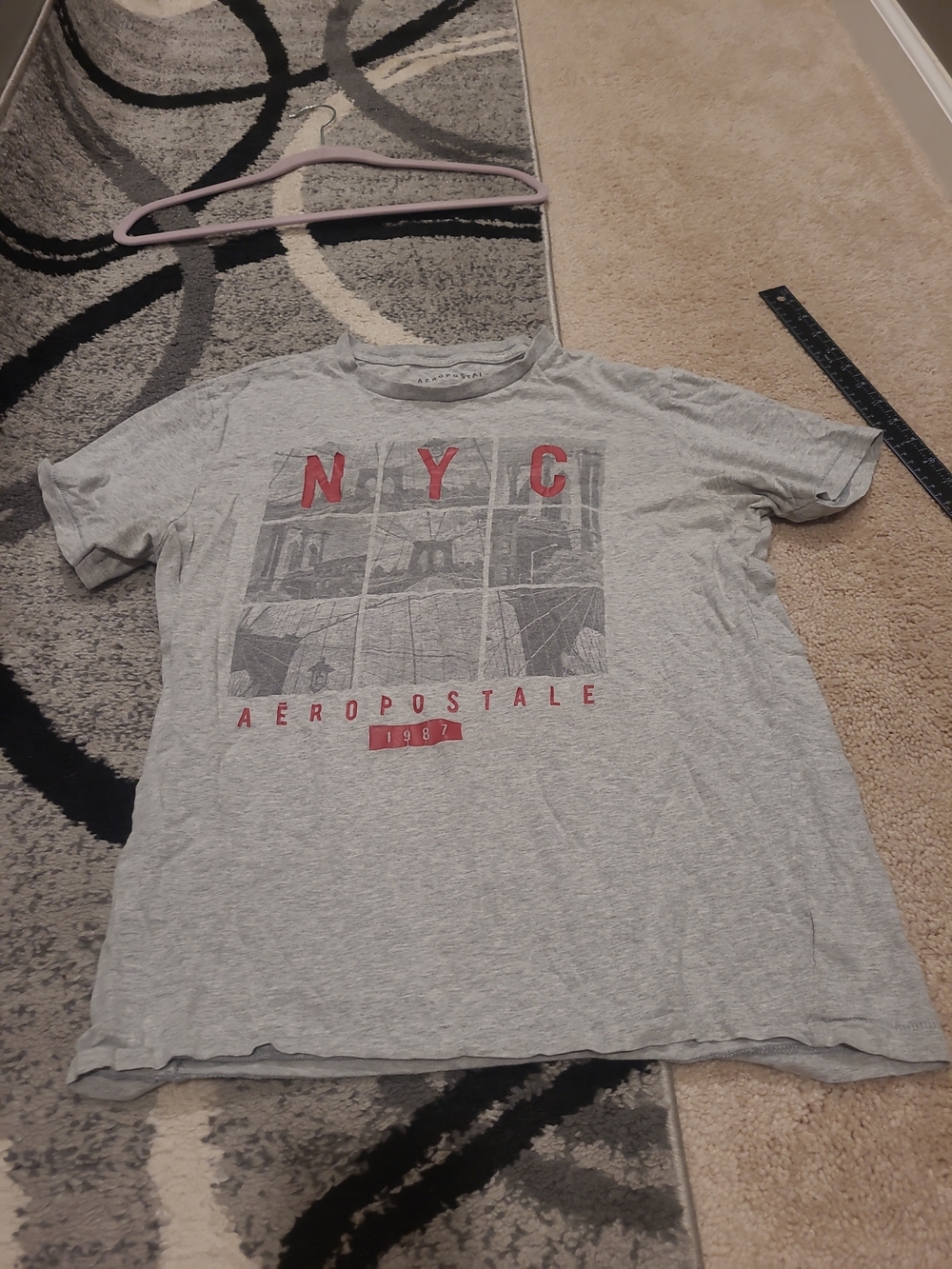 Aeropostale Mens Medium Gray Graphic Tee NYC Bridge 1987 Logo